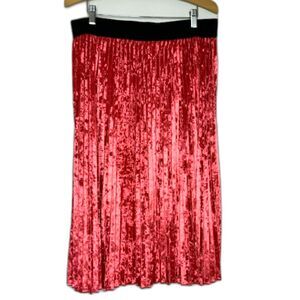 LULAROE ELEGANT JILL RED SHIMMER METALLIC PLEATED SKIRT PLUS SIZE XL 18/20 NWOT